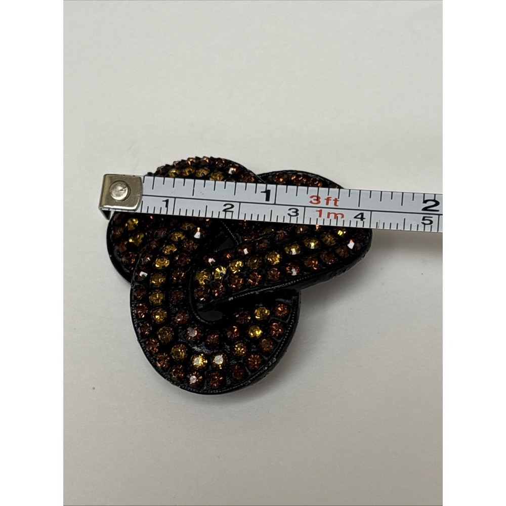 Vintage LMD Chocolate Brown And Light Rhinestone Brooch Pin, Knot, Black. WOW! - Picture 4 of 4